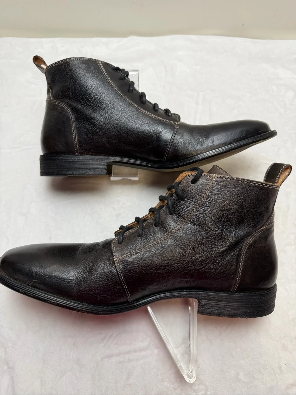 Bed|Stü Dark Brown Leather Chukka Ankle Boots Mens 12 Handmade Lace Up